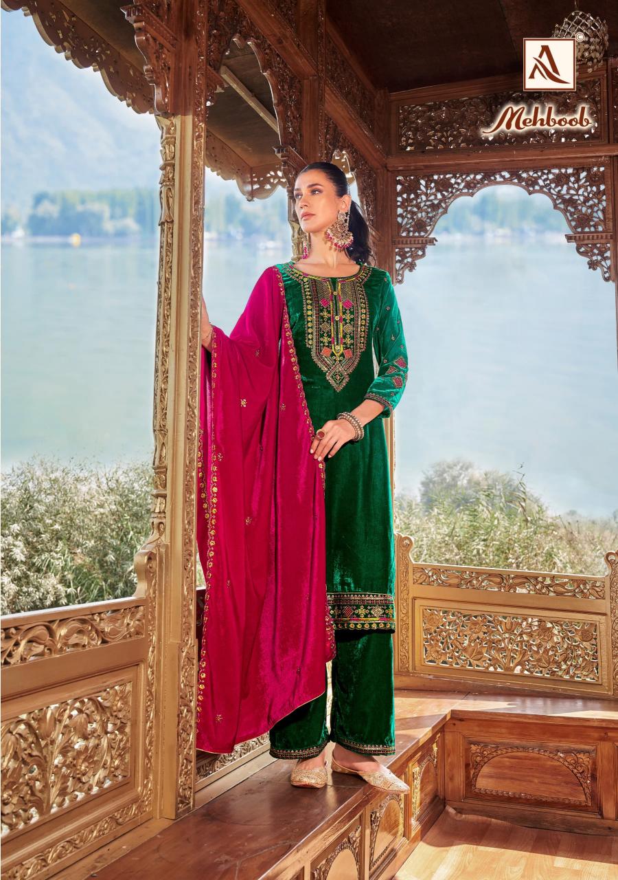 Alok Mehboob catalog ladies suit dress material at wholesale rate