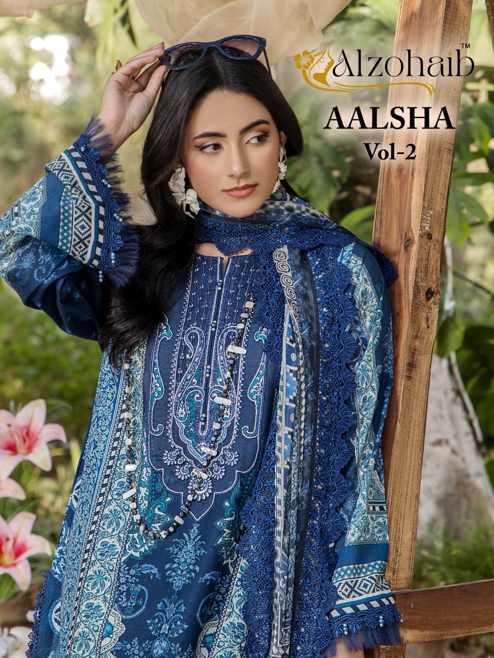 Alzohaib Az Aalsha vol 2 catalog Chiffon Dupatta pakistani suits online india wholesale