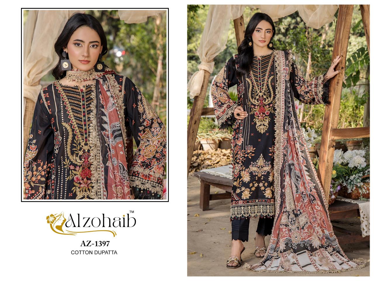 Alzohaib Az Aalsha vol 2 catalog Cotton Dupatta pakistani suits in wholesale price