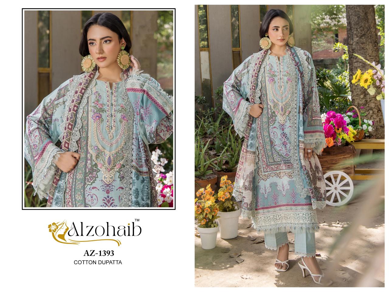 Alzohaib Az Aamina vol 2 catalog Chiffon Dupatta surat pakistani suits wholesale