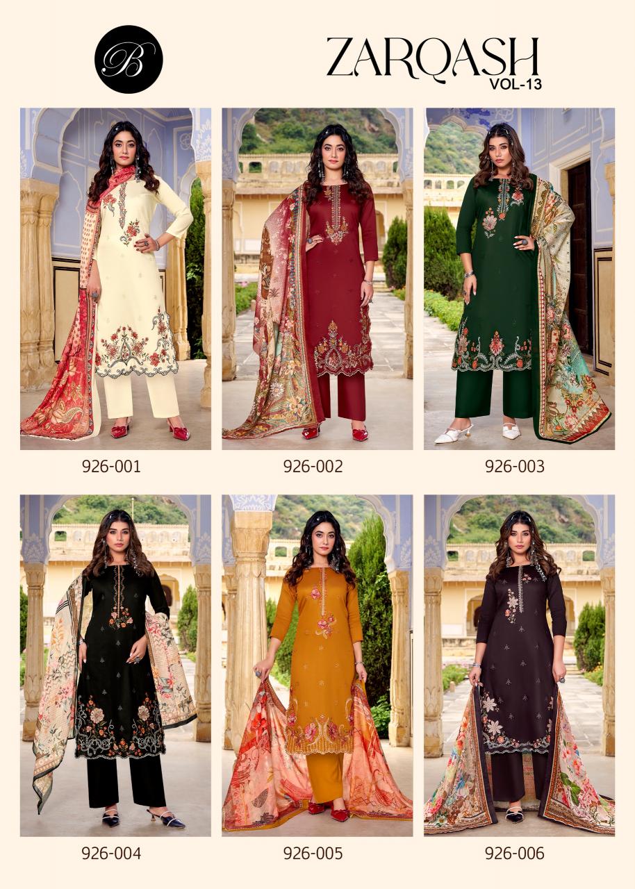 Belliza Zarqash Vol 13 catalog ladies dress material wholesalers in dadar