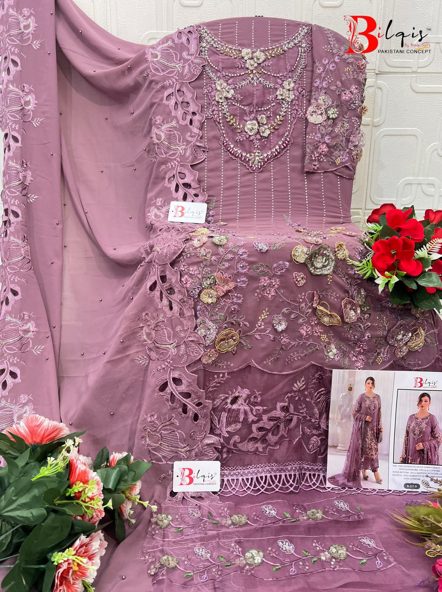 Bilqis B 217 A TO D catalog pakistani suits in wholesale price