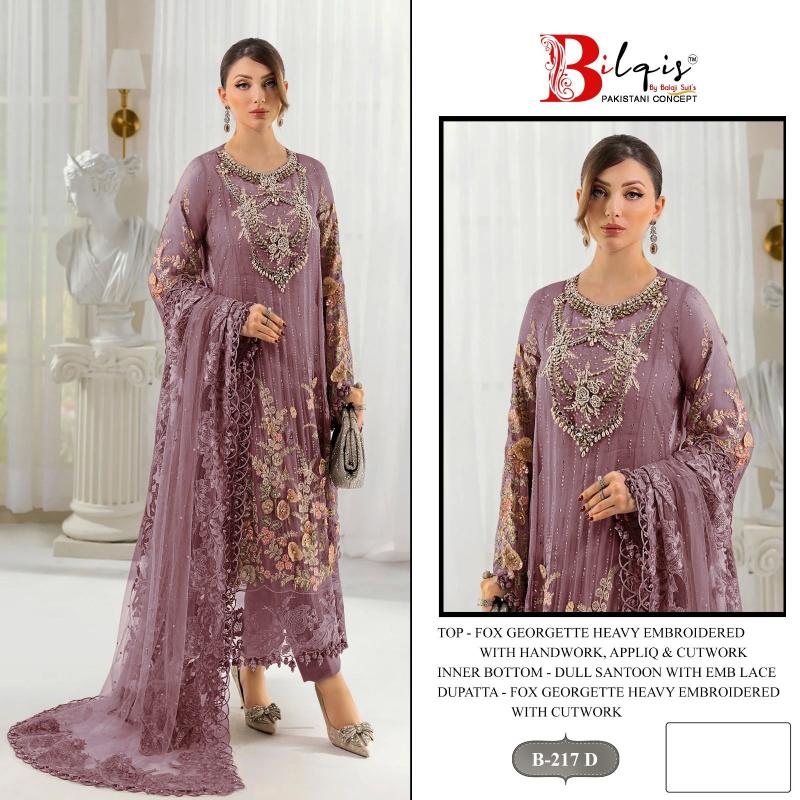 Bilqis B 217 A TO D catalog pakistani suits in wholesale price