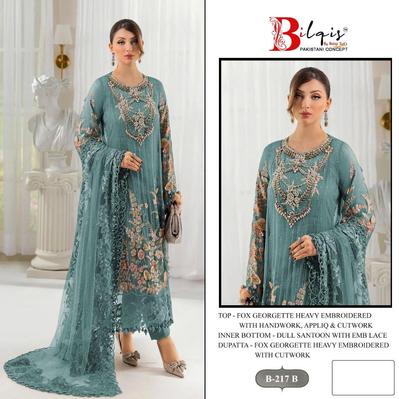 Bilqis B 217 A TO D catalog pakistani suits in wholesale price