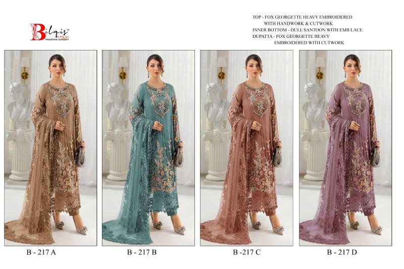 Bilqis B 217 A TO D catalog pakistani suits in wholesale price