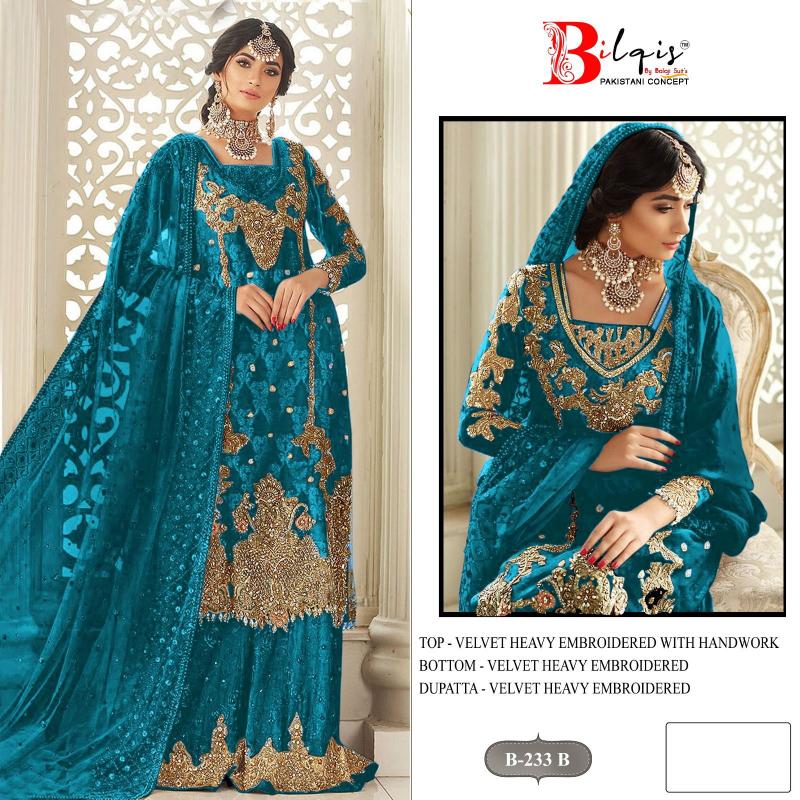 Bilqis B 233 catalog pakistani suits wholesalers in chandni chowk