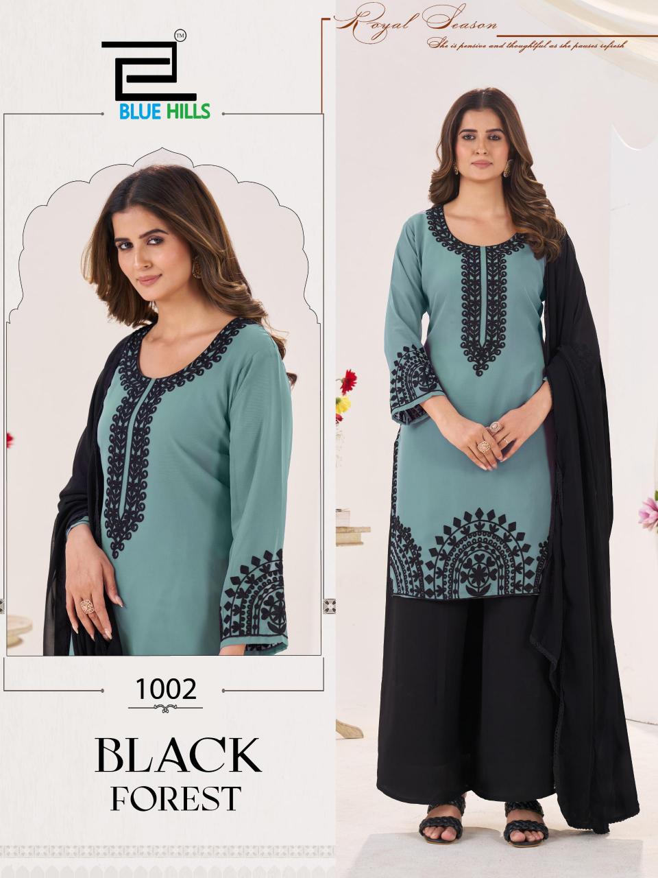 Blue Hills Black Forest catalog kurti with palazzo wholesale