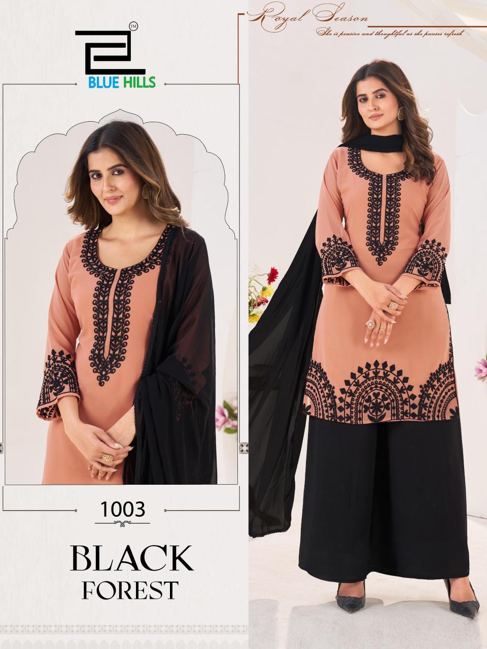 Blue Hills Black Forest catalog kurti with palazzo wholesale