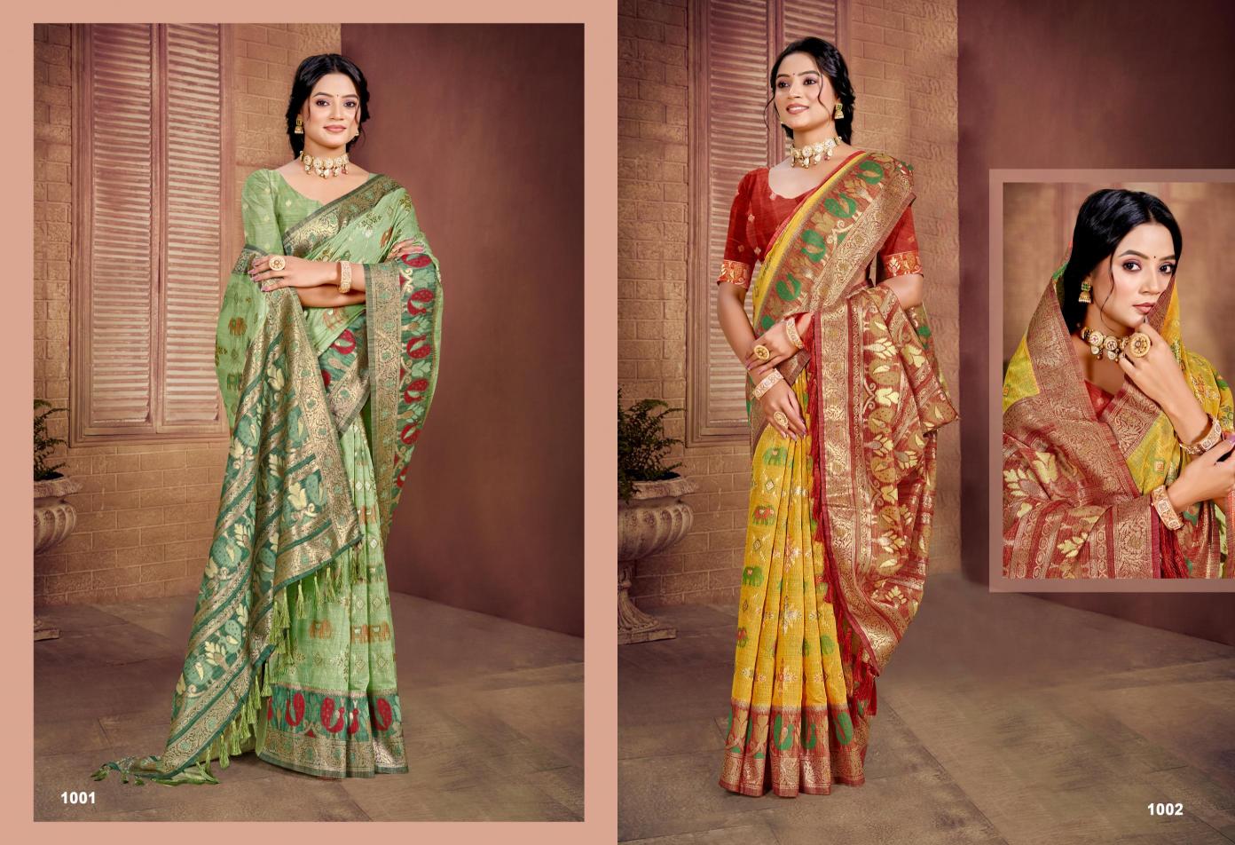 Bunawat - Apurva Cotton Sangam Prints Cotton Silk With Meena Woven Work Traditional Saree