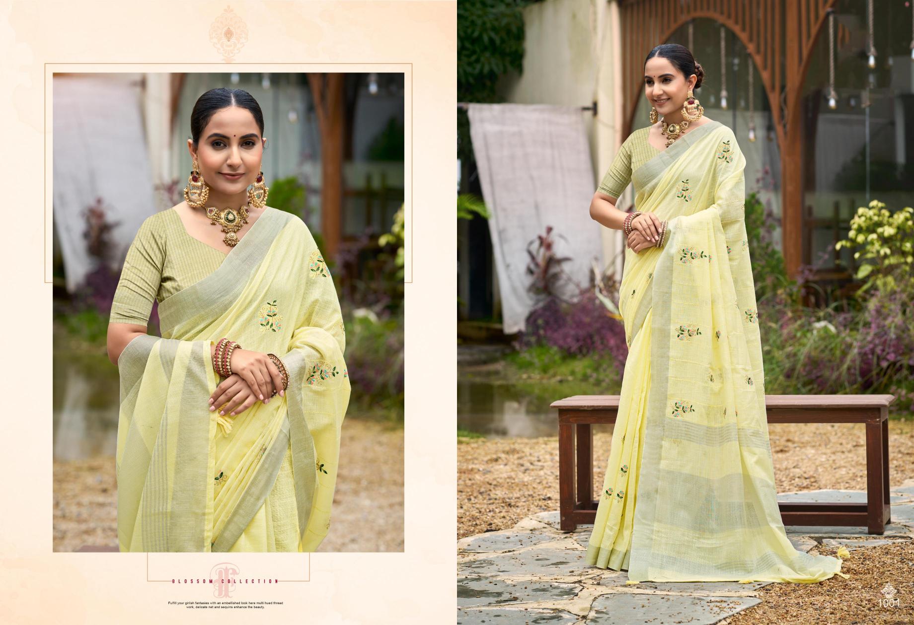 Bunawat - Florina Sangam Prints Linen Woven Work Traditional Saree
