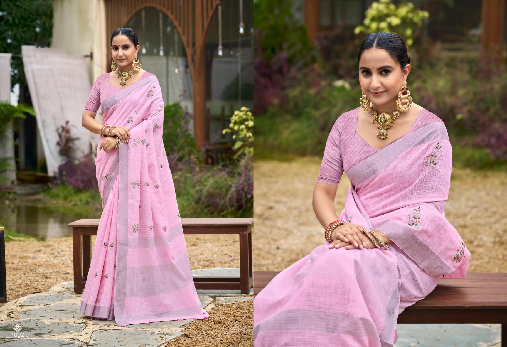 Bunawat - Florina Sangam Prints Linen Woven Work Traditional Saree