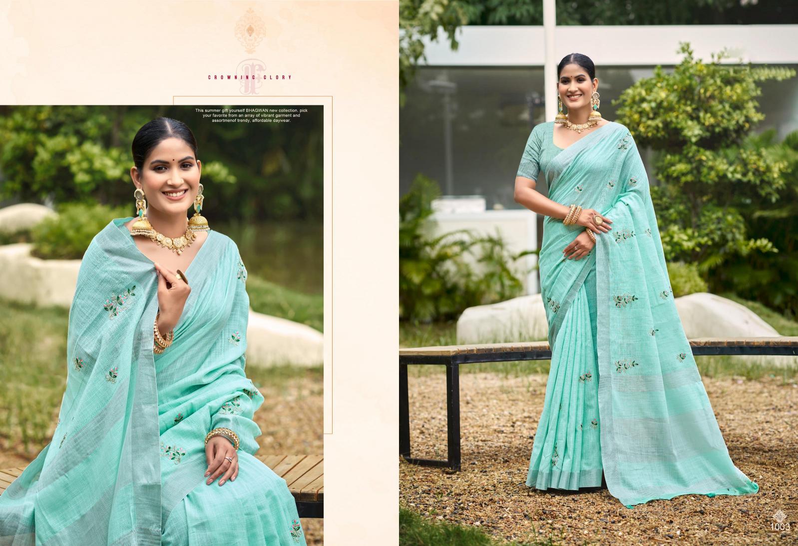 Bunawat - Florina Sangam Prints Linen Woven Work Traditional Saree