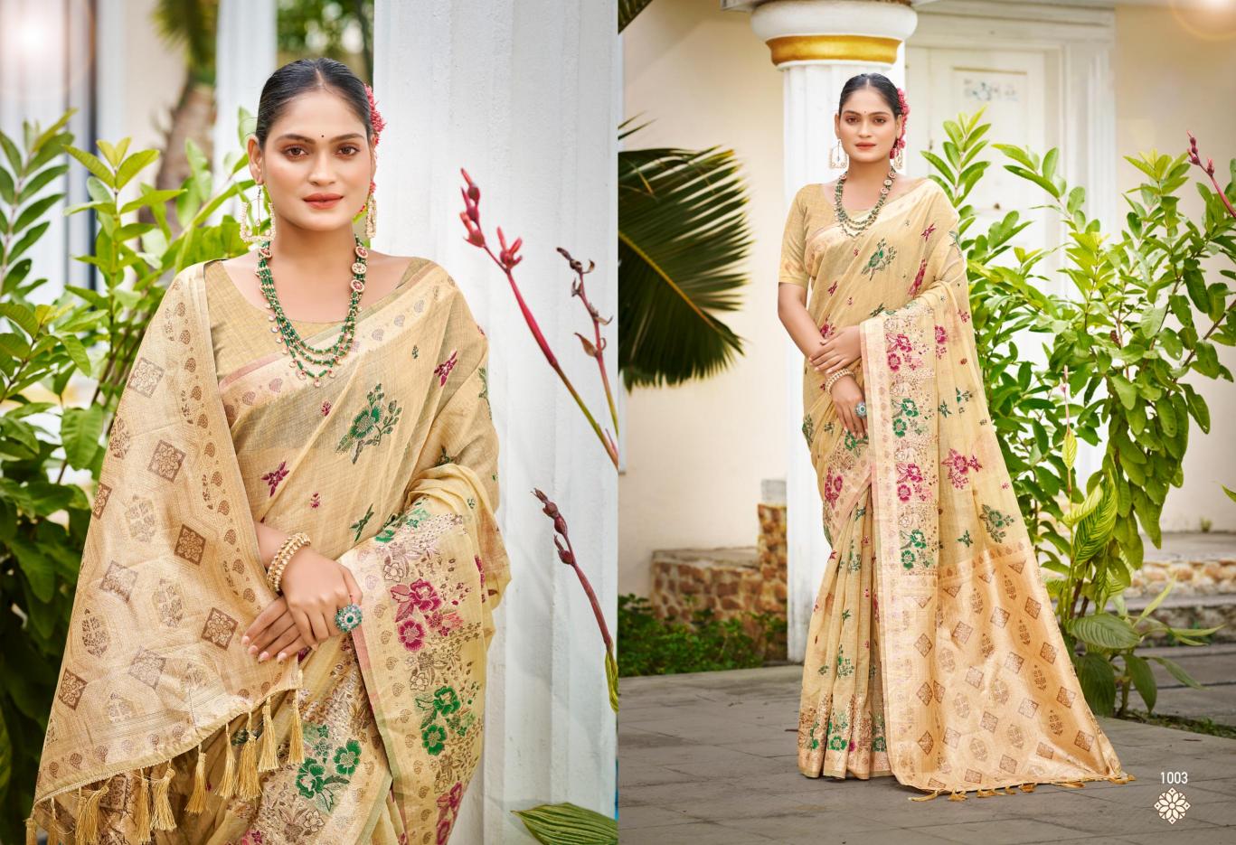 Bunawat - Gulabi Cotton Sangam Prints Cotton Silk With Meena Woven Work Traditional Saree