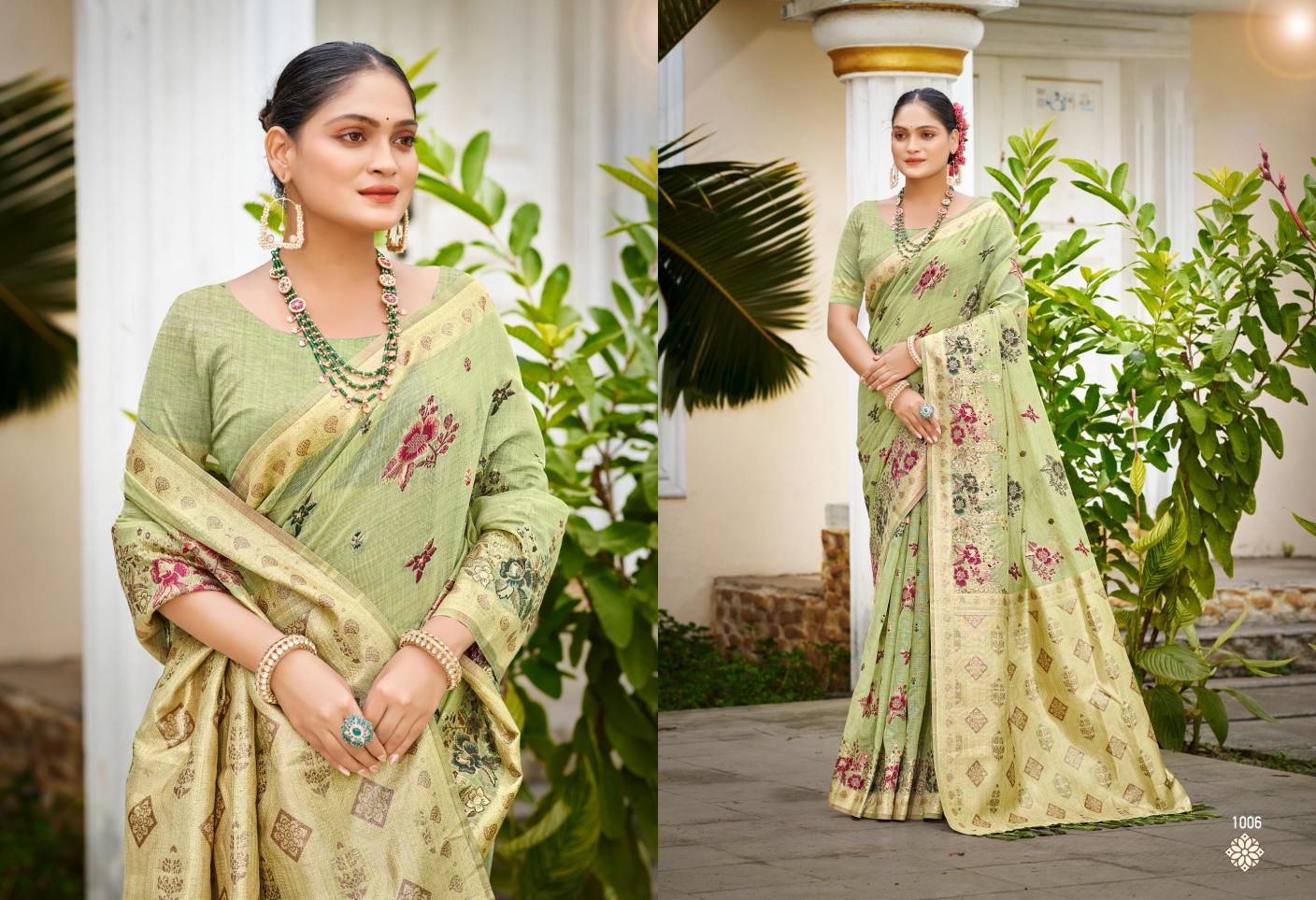 Bunawat - Gulabi Cotton Sangam Prints Cotton Silk With Meena Woven Work Traditional Saree