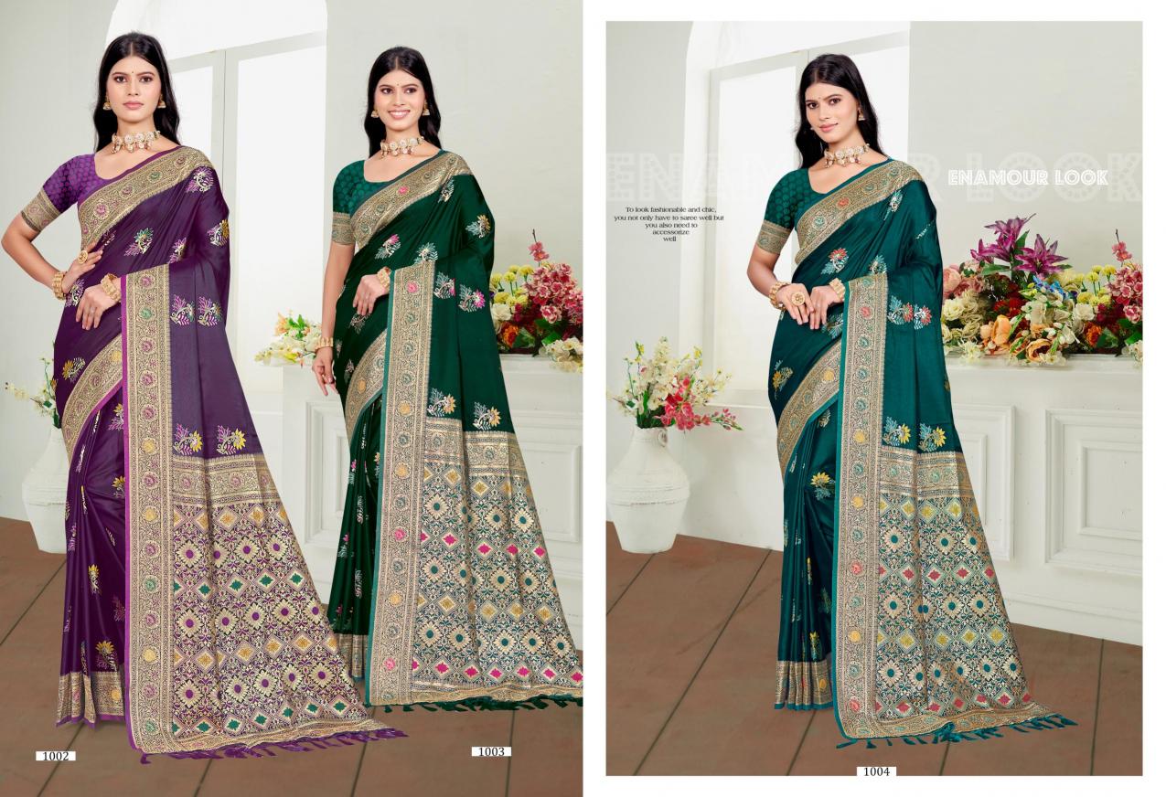 Bunawat - Rudra Satan Vol-04 Sangam Prints Satin Silk Woven Work Traditional Saree