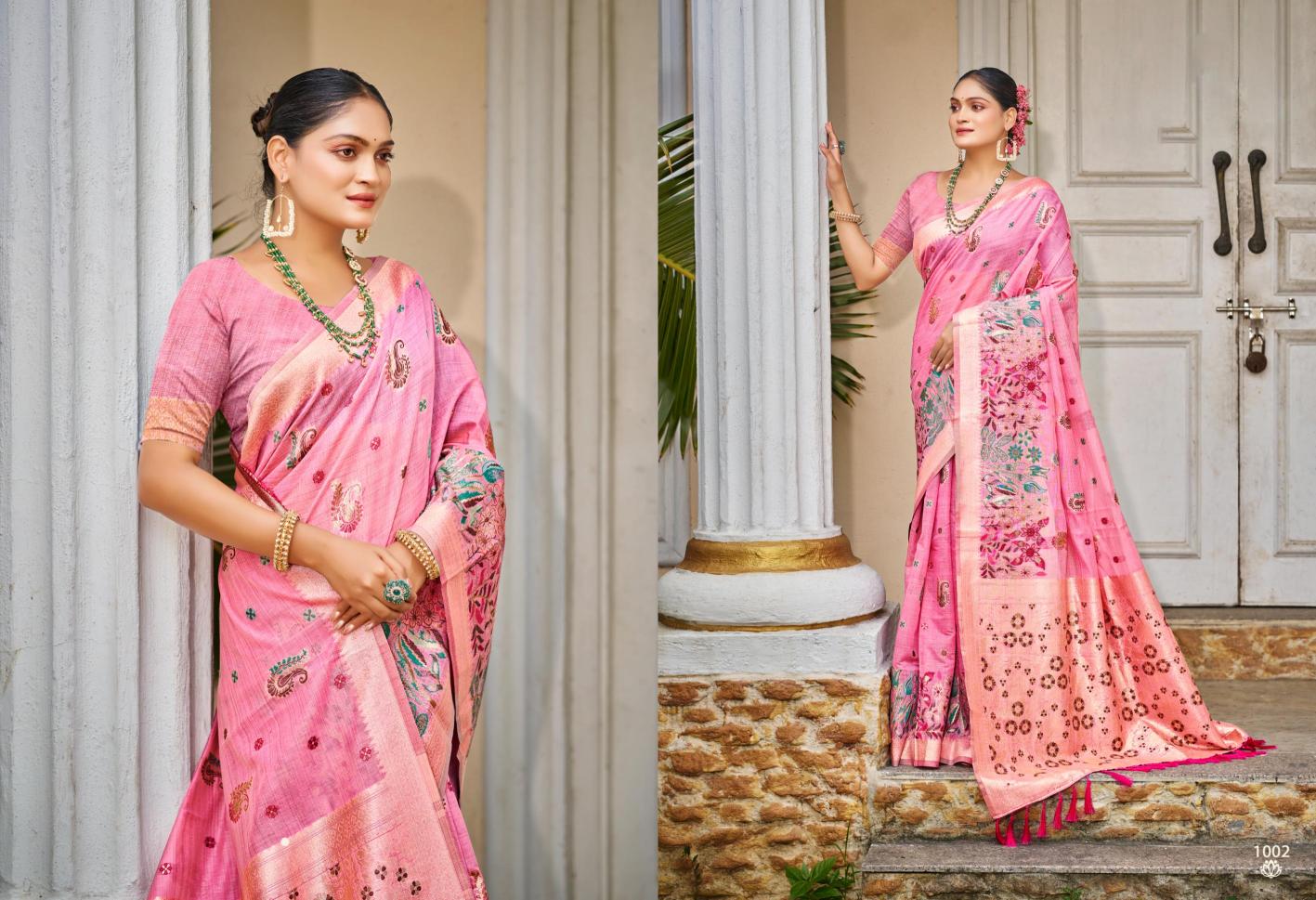 Bunawat - Srilekha Cotton Sangam Prints Cotton Silk With Meena Woven Work Traditional Saree