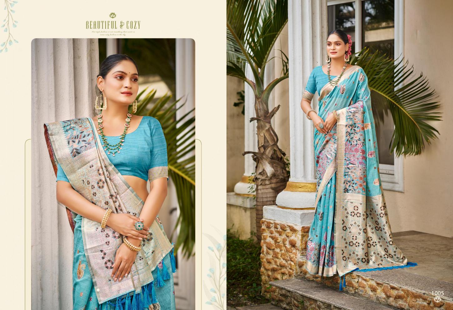 Bunawat - Srilekha Cotton Sangam Prints Cotton Silk With Meena Woven Work Traditional Saree