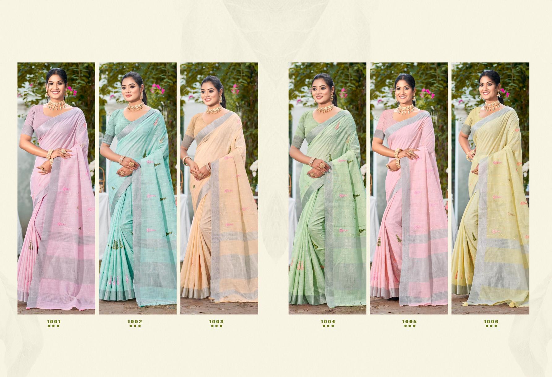 Bunawat - Suhana Sangam Prints Linen Woven Work Traditional Saree