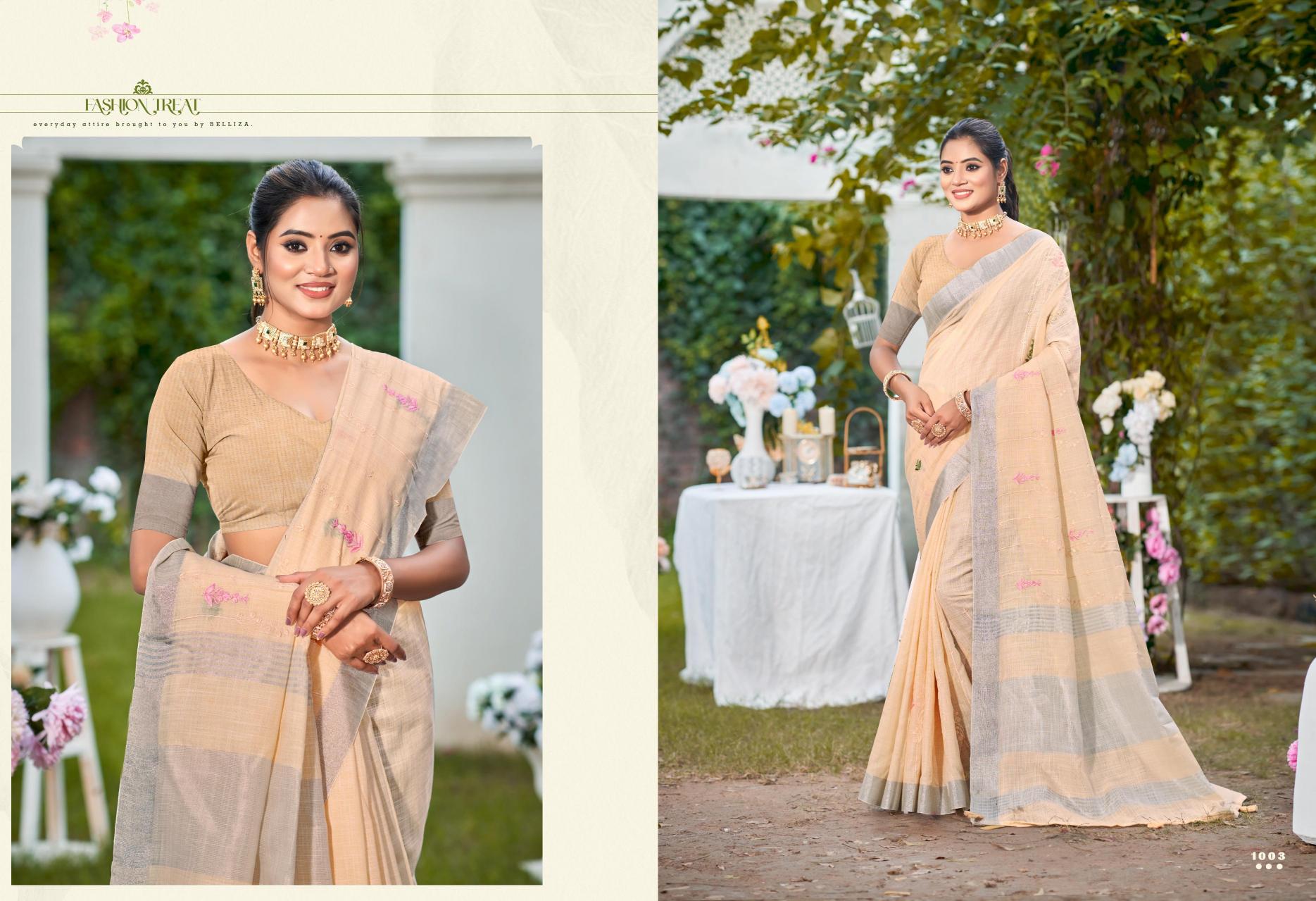 Bunawat - Suhana Sangam Prints Linen Woven Work Traditional Saree