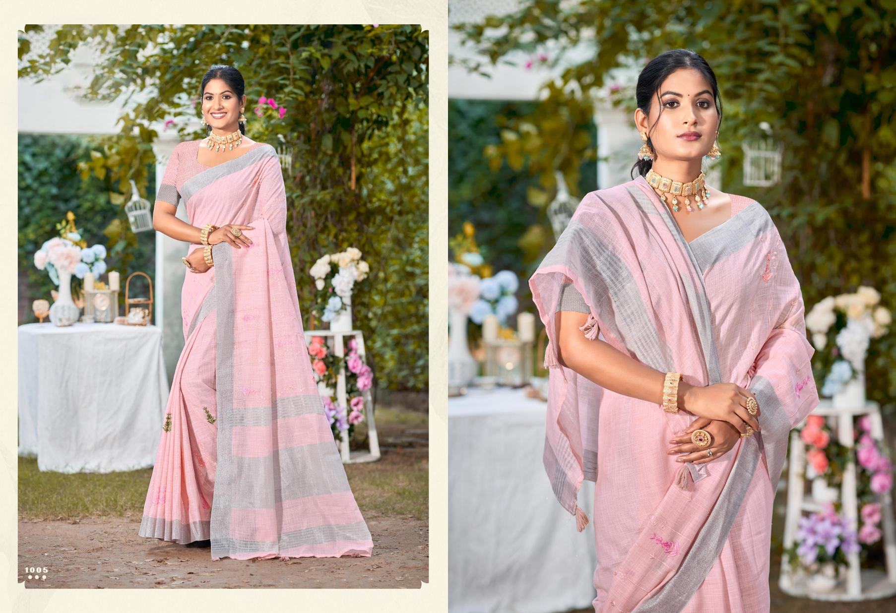 Bunawat - Suhana Sangam Prints Linen Woven Work Traditional Saree