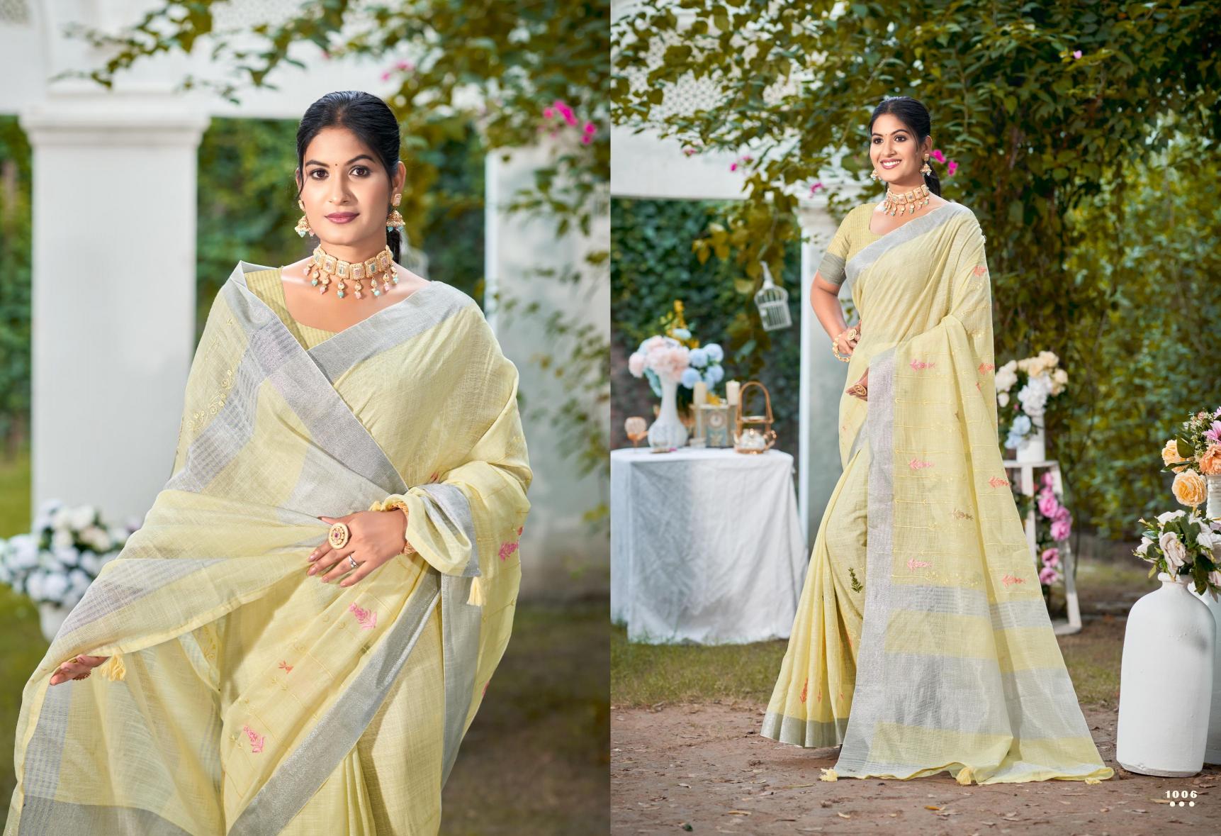 Bunawat - Suhana Sangam Prints Linen Woven Work Traditional Saree