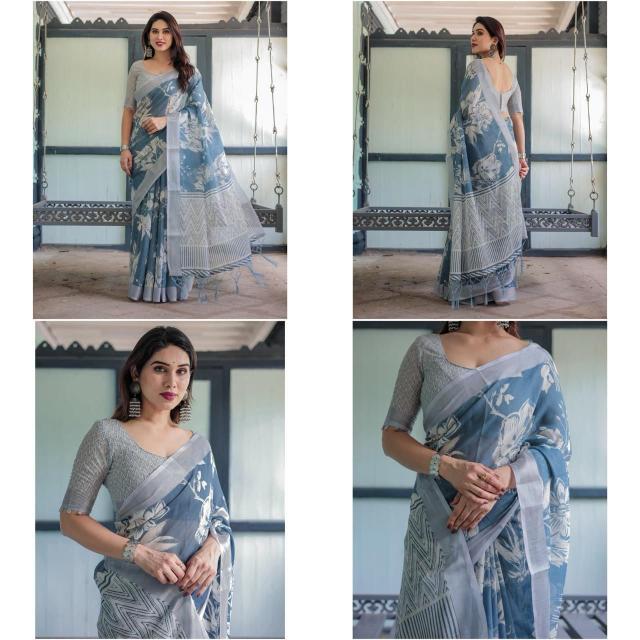 Dazira W - 359 catalog linen sarees in surat
