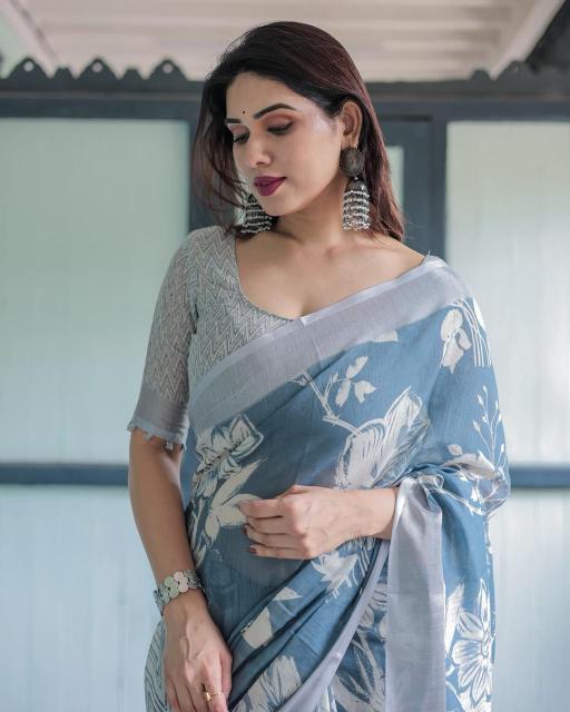 Dazira W - 359 catalog linen sarees in surat