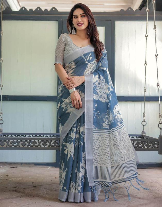 Dazira W - 359 catalog linen sarees in surat