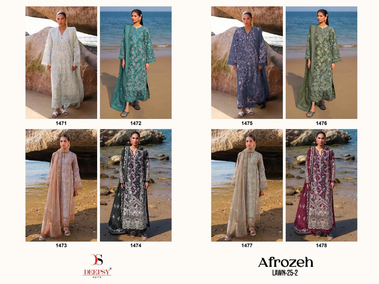 Deepsy Afrozeh Lawn 25 Vol 2 catalog pakistani suits wholesalers in hyderabad