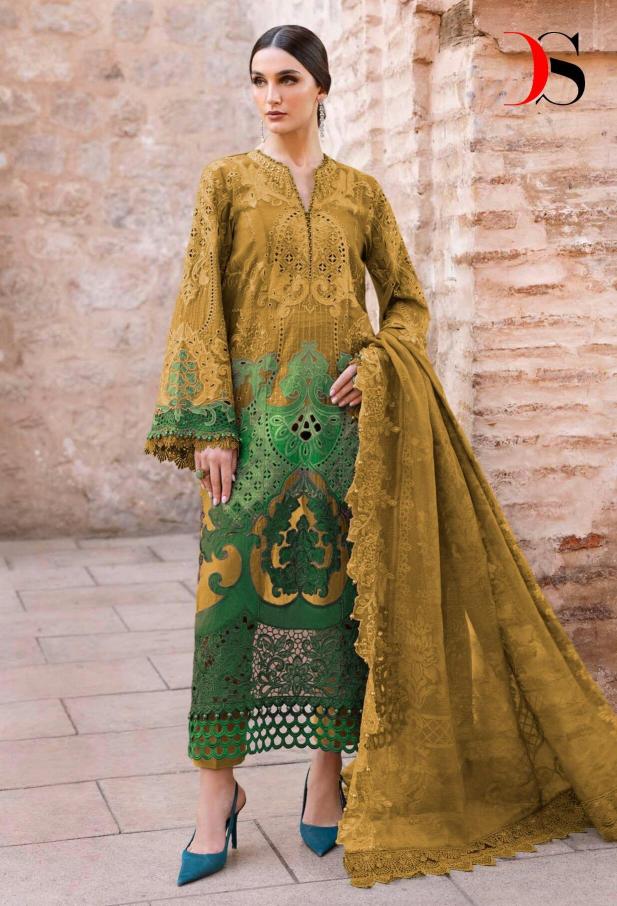 Deepsy Maria B Premium Embroidered 25 vol 2 D 1286 EFH catalog Chiffon Duppatta wholesale pakistani suits in delhi