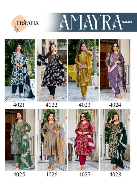 Erraha Amayra Vol-3 – Umbrella Style Kurti Pant With Dupatta - Wholesale Catalog