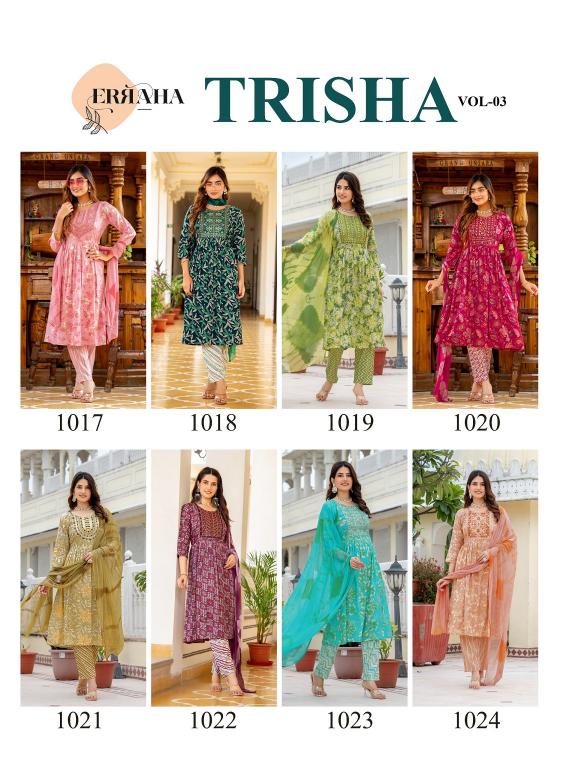 Erraha Trisha Vol-3 – Umbrella Style Kurti Pant With Dupatta - Wholesale Catalog