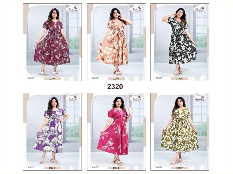 Feeling 2320 A to F catalog wholesale anarkali kurtis in mumbai