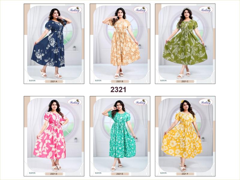 Feeling 2321 A to F catalog wholesale anarkali kurtis in surat