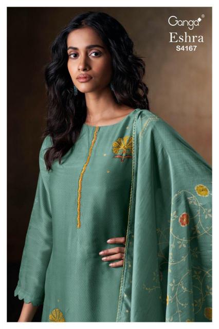 Ganga Eshra 4166 catalog wholesale unstitched salwar kameez uk