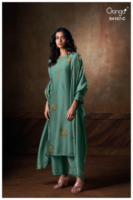 Ganga Eshra 4166 catalog wholesale unstitched salwar kameez uk