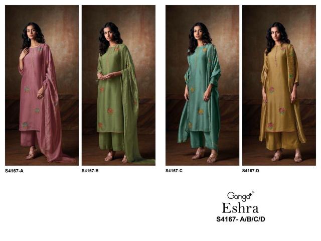 Ganga Eshra 4166 catalog wholesale unstitched salwar kameez uk
