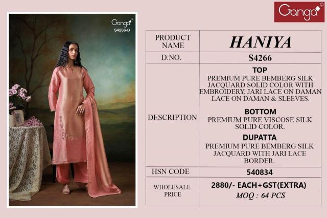 Ganga Haniya 4266 catalog wholesale market for salwar kameez in delhi