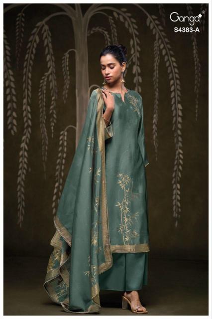 Ganga Hridaya 4383 catalog wholesale unstitched salwar kameez suppliers