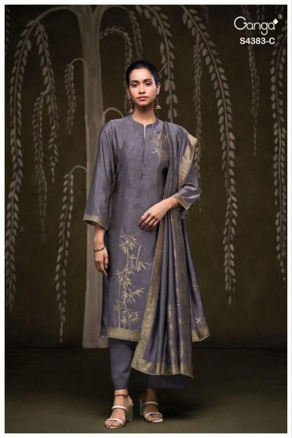 Ganga Hridaya 4383 catalog wholesale unstitched salwar kameez suppliers