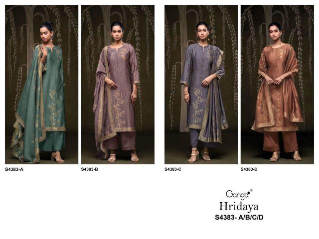 Ganga Hridaya 4383 catalog wholesale unstitched salwar kameez suppliers