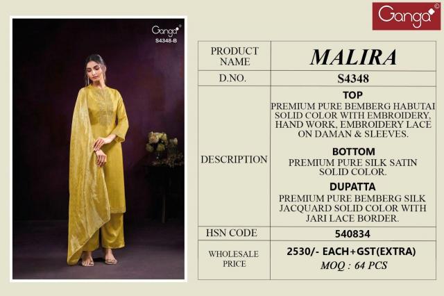 Ganga Malira 4348 catalog salwar kameez suppliers in india