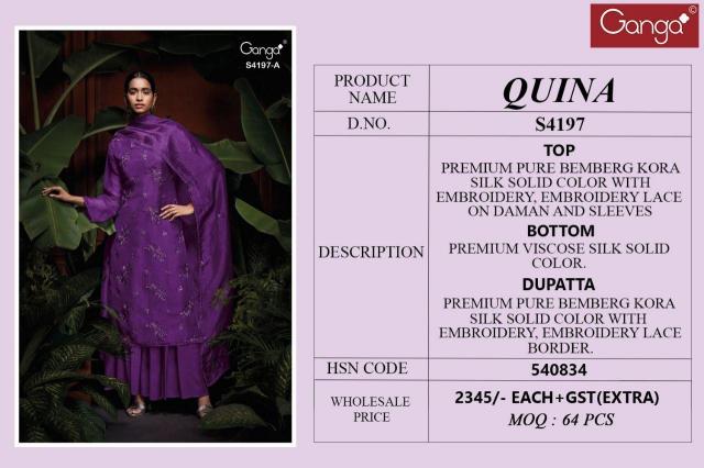 Ganga Quina 4197 catalog wholesale salwar suit suppliers