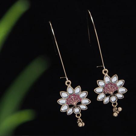Juri craft Lunches D AER 3558 GOLD MAROON wholesale earrings shop near me
