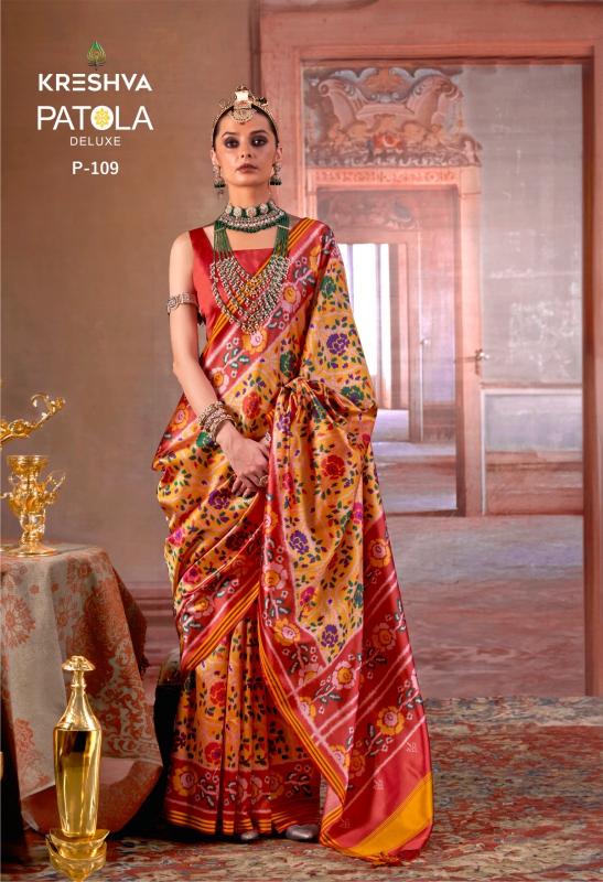 Kreshva Patola Deluxe catalog simple silk saree blouse designs catalogue 2025