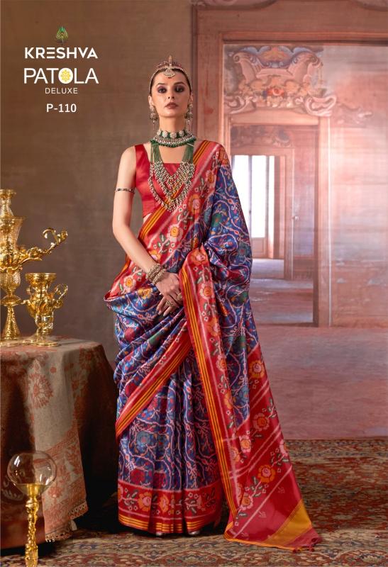 Kreshva Patola Deluxe catalog simple silk saree blouse designs catalogue 2025