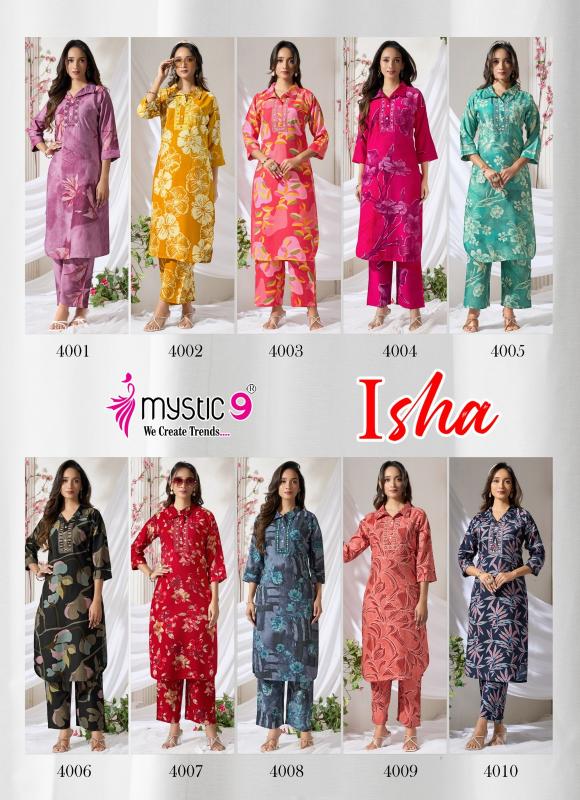 Mystic 9 isha vol 4 catalog wholesale co ord sets manufacturers in india