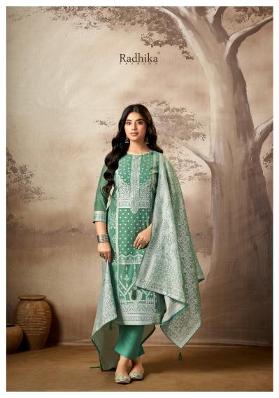 Radhika Azara Banarasi Adha Vol 8 catalog Cotton Jacquard dress materials wholesale in kakinada