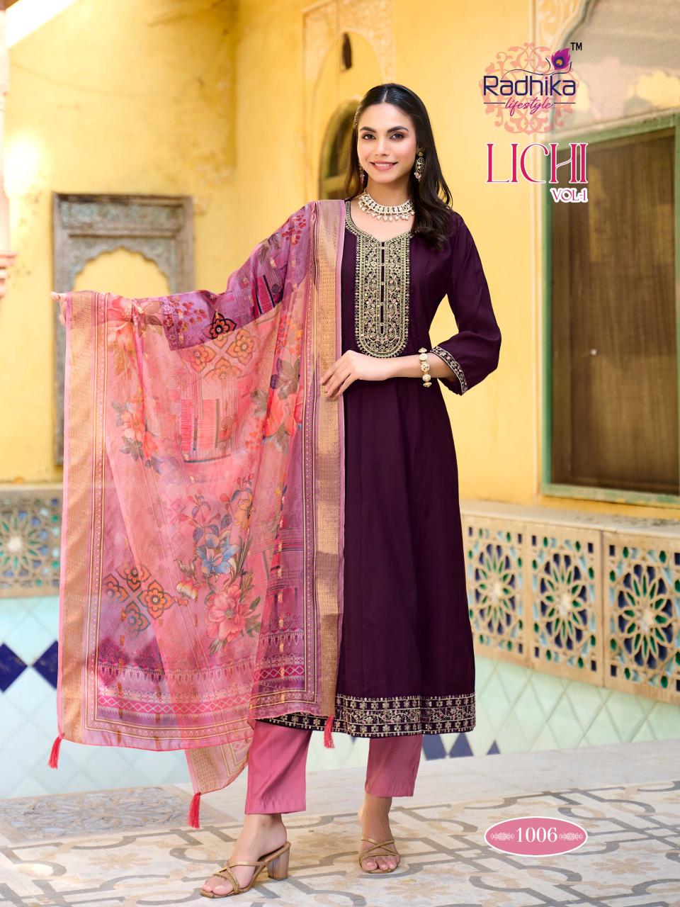Radhika LifeStyle Lichi vol 1 catalog kurti with dupatta wholesale