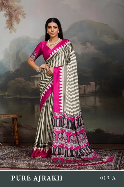 Rajtex Pure Ajrakh 19 catalog surat fabric wholesale saree